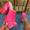 Red Casual Patchwork Square Wedges Shoes