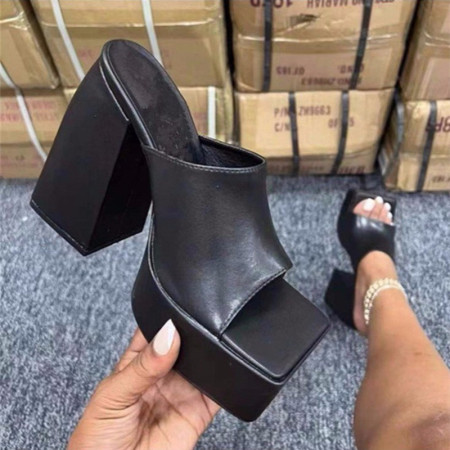 Black Casual Patchwork Square Wedges Shoes