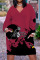 Black khaki Casual Print Patchwork V Neck Straight Dresses