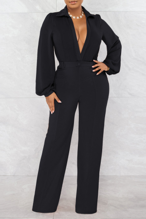 Casual Solid Patchwork Halter Boot Cut Jumpsuits(6 Colors)