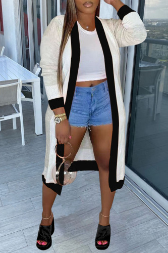 Black Casual Patchwork Outerwear