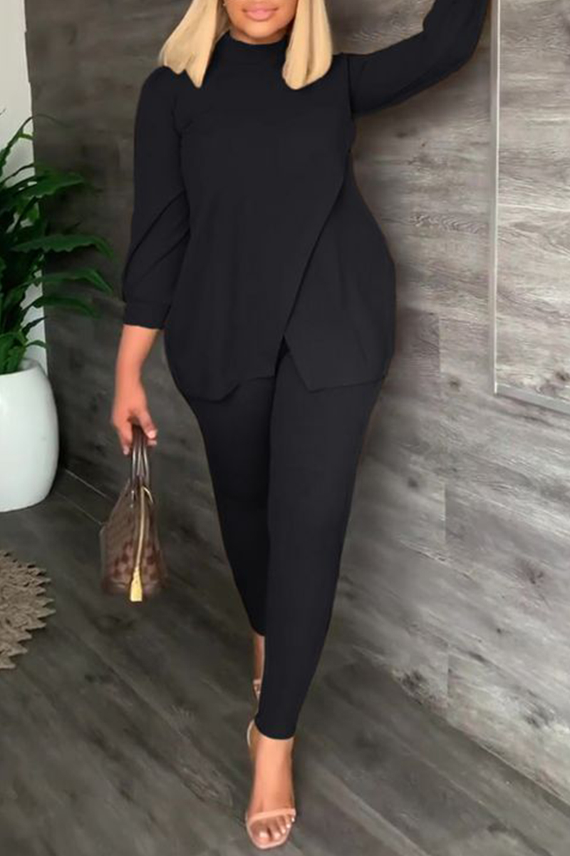 Loose Casual Turtleneck Long Sleeve Pants Two Piece Set
