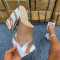 Khaki Casual Patchwork Square Wedges Shoes
