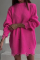 Pink Street Solid Ripped O Neck Straight Dresses