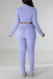 Purple Casual Solid Patchwork Turtleneck Long Sleeve Two Pieces