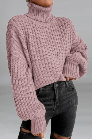 Pink Street Solid Patchwork Turtleneck Tops