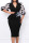 Black Elegant Print Polka Dot Patchwork Flounce V Neck Pencil Skirt Dresses