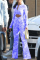 Blue Casual Print Patchwork V Neck Long Sleeve Two Pieces