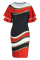 Black Red Fashion Casual Print Patchwork O Neck Short Sleeve Dress
