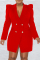 Red Casual Solid Patchwork Turn-back Collar Long Sleeve Dresses
