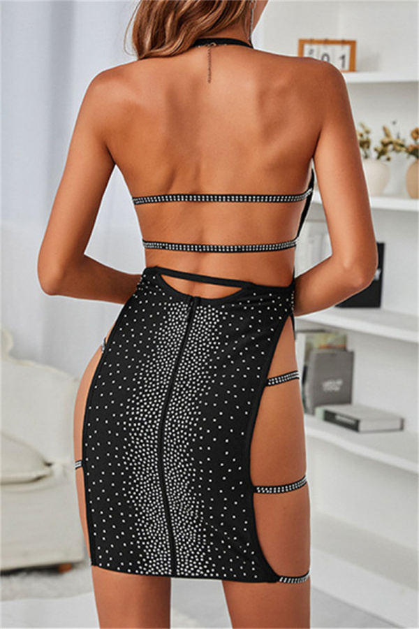 Sexy Flowers Hollow Out Patchwork Backless Strap Design Halter Long Dresses(3 Colors)