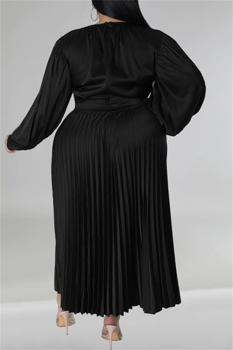 Modely Women'S Round Neck Plush Trim Patchwork Folded Dress