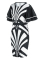 Black White Fashion Casual Print Patchwork O Neck Short Sleeve Dress