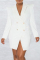 White Casual Solid Patchwork Turn-back Collar Long Sleeve Dresses