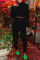Black Casual Solid Patchwork Half A Turtleneck Long Sleeve Two Pieces