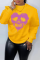 Yellow Street Party Skull Patchwork O Neck Tops