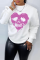 White Street Party Skull Patchwork O Neck Tops