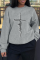 Grey Casual Street Print Letter O Neck Tops