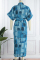 Yellow Fashion Casual Print Patchwork Turndown Collar Shirt Dress