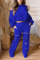 Royal Blue Casual Street Solid Hollowed Out Patchwork O Neck Long Sleeve Two Pieces