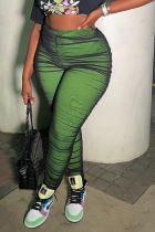 Green Street Solid Patchwork Skinny High Waist Pencil Solid Color Bottoms