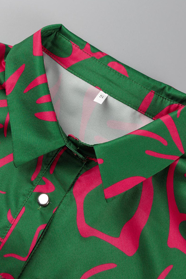 Wholesale Khaki Fashion Casual Print Patchwork Buckle Turndown Collar ...