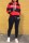 Red Casual Striped Print Letter Hooded Collar Long Sleeve Two Pieces