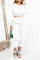 White Solid Patchwork O Neck Long Sleeve Two Pieces