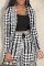 Black White Casual Print Ripped Printing Cardigan Collar Long Sleeve Two Pieces