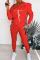 Red Casual Sportswear Print Patchwork Zipper Hooded Collar Long Sleeve Two Pieces