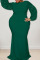 Green Sexy Solid Sequins Patchwork O Neck Long Dress Plus Size Dresses