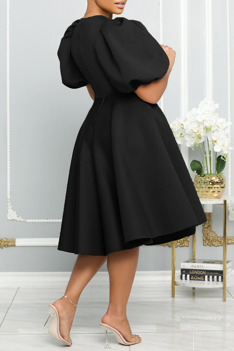 Casual Vacation Solid Patchwork O Neck A Line Dresses main image 1