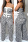 Black Sexy Casual Print Patchwork Backless Strapless Skinny Jumpsuits