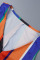Colour Sexy Street Striped Print Patchwork V Neck Long Sleeve Two Pieces