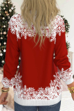 Red Snowman Printed Printing O Neck Tops