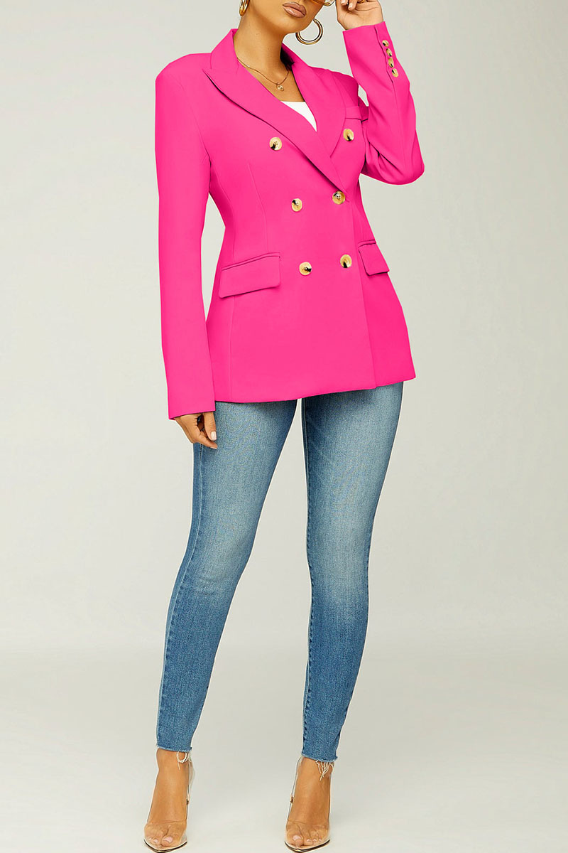 Street Elegant Plaid Contrast Turn-back Collar Outerwear
