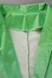 Green Casual Print Patchwork Turndown Collar Outerwear