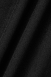 Black Casual Solid Patchwork Asymmetrical Turtleneck Long Sleeve Dresses