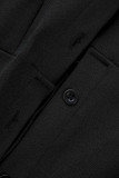 Black Casual Patchwork Contrast Turndown Collar Long Sleeve Dresses