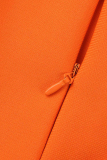 Orange Sexy Solid Patchwork Backless Slit Strapless Evening Dress Dresses