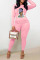 Pink Casual Print Patchwork O Neck Long Sleeve Two Pieces