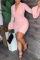 Red Casual Solid Patchwork Turn-back Collar Long Sleeve Dresses