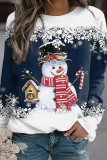 Pink Casual Snowman Printed Basic O Neck Tops