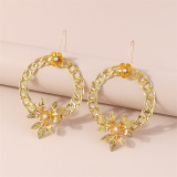 Gold Daily Party Solid Patchwork Pearl Earrings