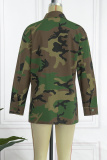Camouflage Casual Camouflage Print Cardigan Turndown Collar Outerwear