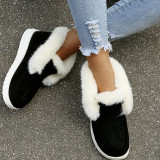 Black Casual Patchwork Solid Color Round Keep Warm Comfortable Flats Shoes