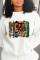 White Casual Party Print Patchwork Letter O Neck Tops
