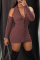 Grey Sexy Solid Hollowed Out Turndown Collar Pencil Skirt Dresses