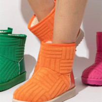 Orange Casual Patchwork Solid Color Round Keep Warm Comfortable Shoes