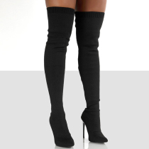 Black Casual Patchwork Solid Color Pointed Keep Warm Shoes